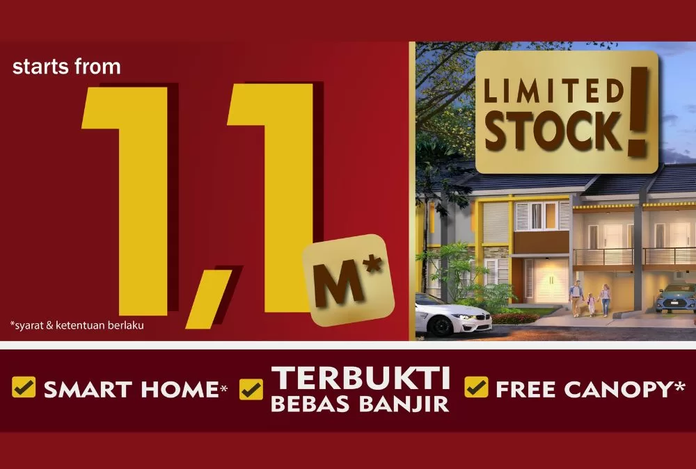 Limited Stock! Promo Rumah Hanya Rp 1.1 M, Nyaman dan Bebas Banjir!